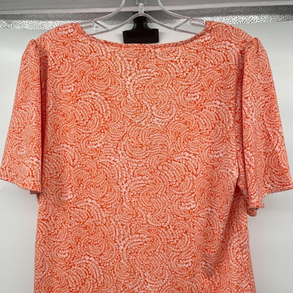 Michael Kors Womens Short Sleeve Blouse Tangerine/White Size Medium New - Picture 6 of 9